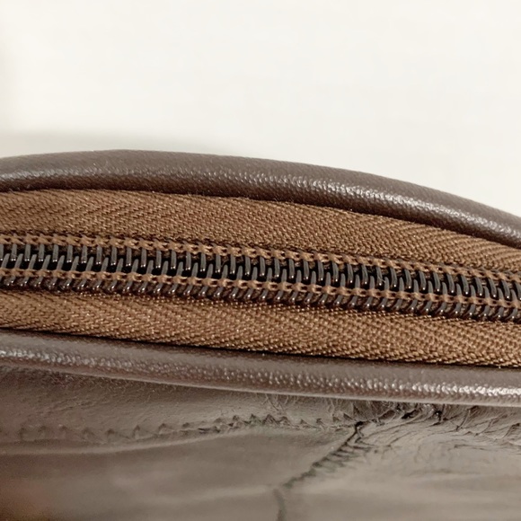 Vintage RN# 91181 Leather Patch Work Three Quarter Zip Fully Lined Pouch Bag 🤎 - Picture 3 of 5